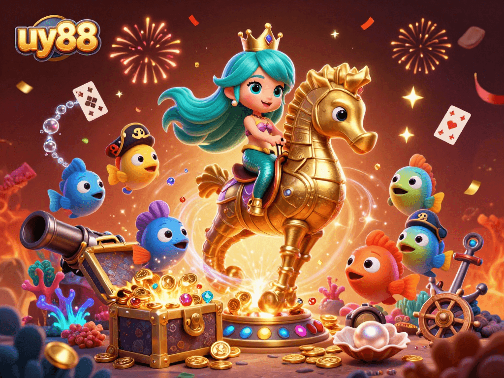 Experience thrilling gaming adventures at uy88 with a captivating mermaid scene filled with treasures and excitement.
