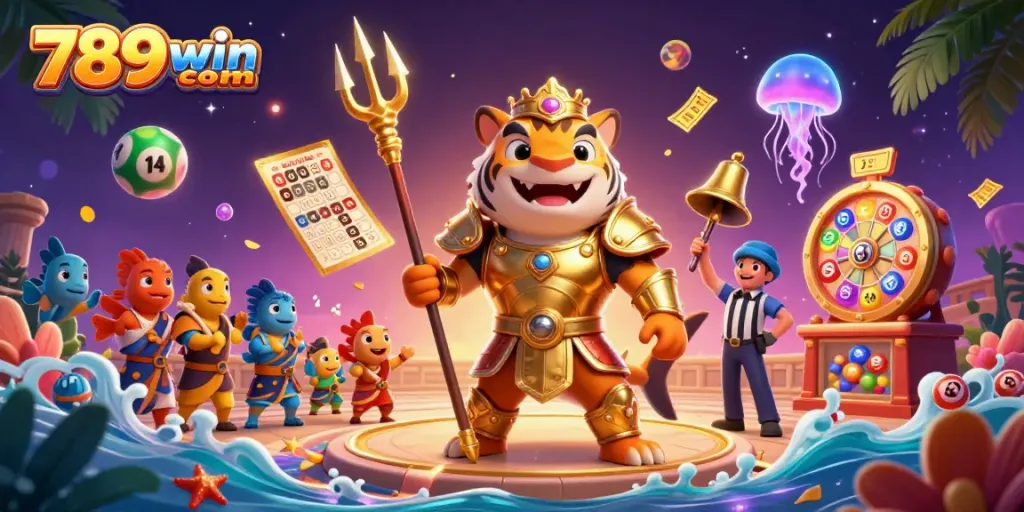 Experience excitement at 789win com with vibrant lottery elements and a dynamic underwater casino scene.