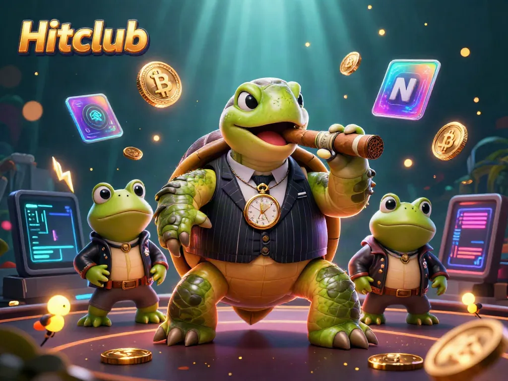 Experience the vibrant Hitclub casino atmosphere with our quirky turtle mobster and bullfrog enforcers.