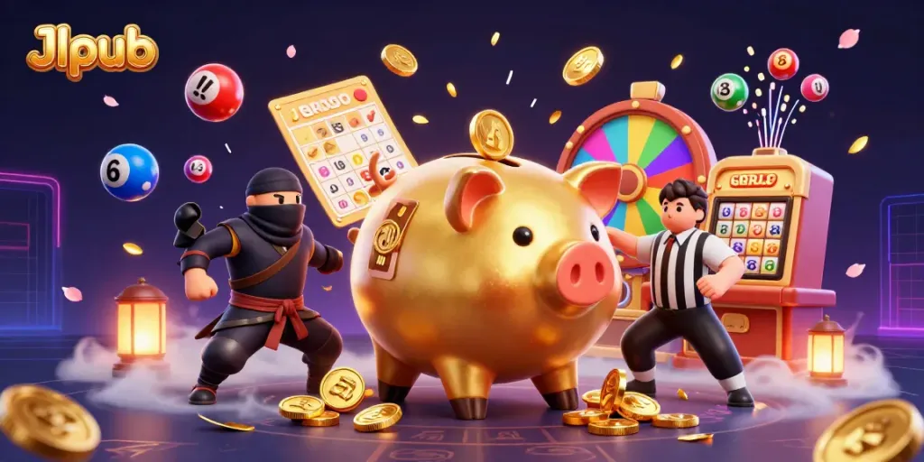 Experience thrilling gameplay at Jlpub with vibrant casino elements and dynamic characters.