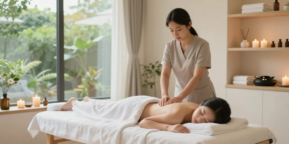 Relaxing 양천구출장안마 therapy session in a serene spa environment with a massage therapist and calming decor.