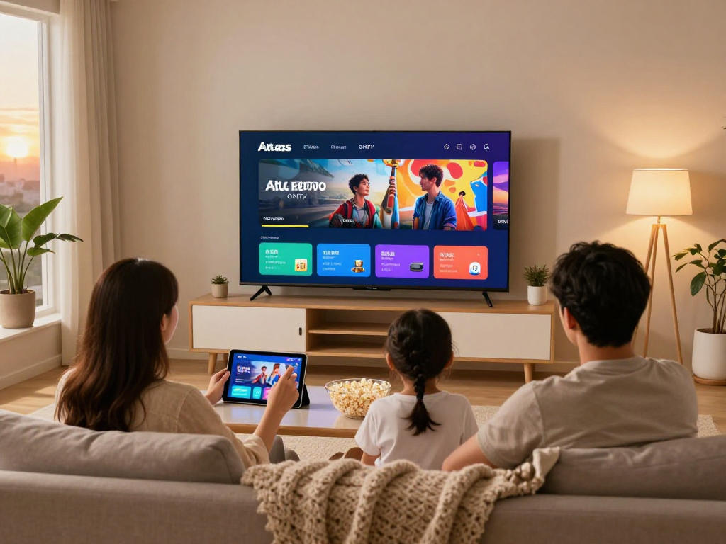 Profitez d'Atlas pro ontv en famille avec un écran lumineux et convivial.