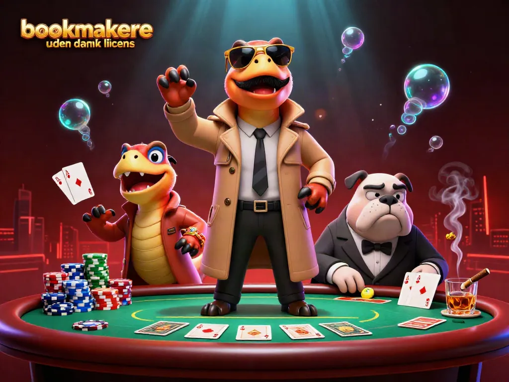 Place bets with the top "bookmakere uden dansk licens" featuring raptors in a trench coat at a lavish casino.