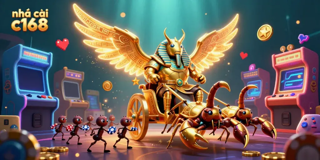 Engage with nhà cái c168 in a vibrant casino scene featuring iconic gaming elements.